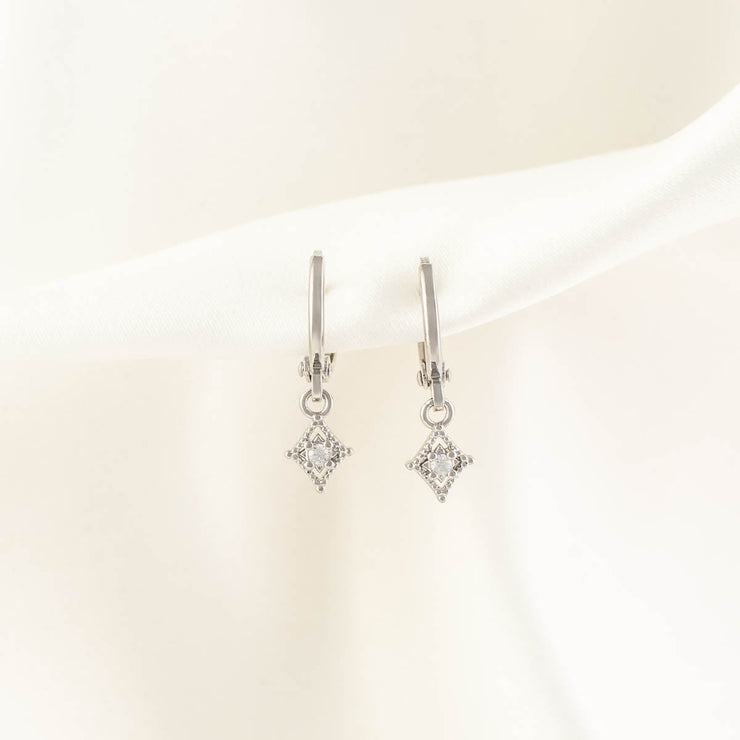 Stella Diamond White Zircon Huggie Earrings